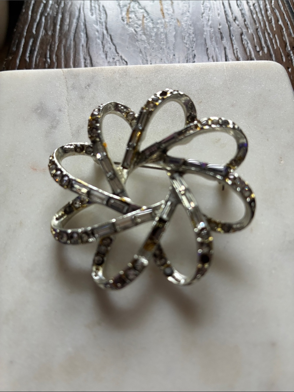 Silver-Tone Crystal Floral Pendant Necklace - Women Jewelry